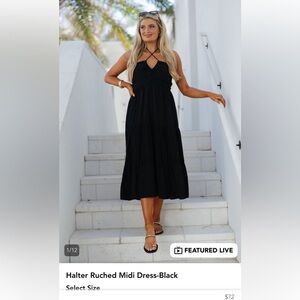 These three boutique black halter midi dress
